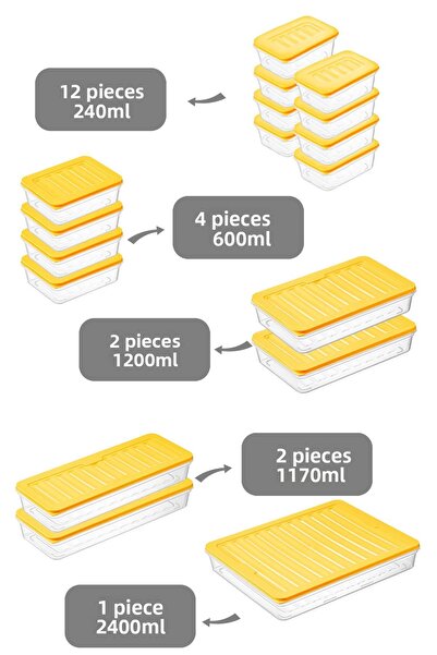 Meleni Home 17 Piece Microwave Compatible Organizer - Yellow Storage Container
