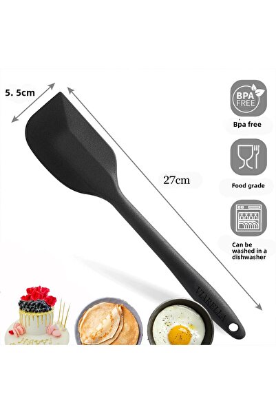 viarella ملعقة سيليكون سوداء كبيرة الحجم مقاومة للحريق وغير لاصقة - مقاومة للخدش