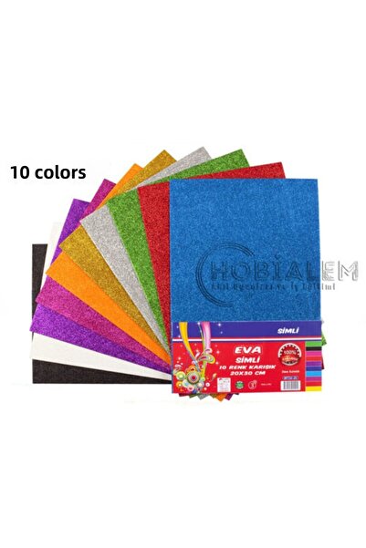Hobialem 10 ألوان لامعة من مادة إيفا - مقاس A4 للأعمال اليدوية المدرسية