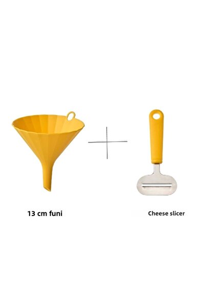 IKEA طقم Uppfylld مكون من قطعتين، قمع أصفر 13 سم + قطاعة جبنة