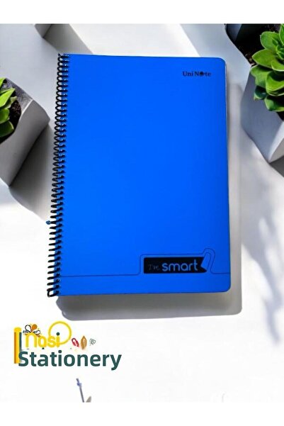 Nasip Kırtasiye Blue A4 Size Spiral Ring Binder School Notebook 72 Sheets Checkered Plastic Cover