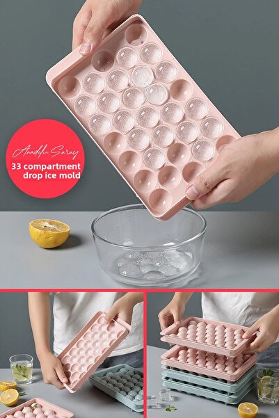 Anadolu Saray 2 Pcs Practical Covered 33 Compartment Drop Ice Mold |   Large Size Ice Mold with Lid Drop Model