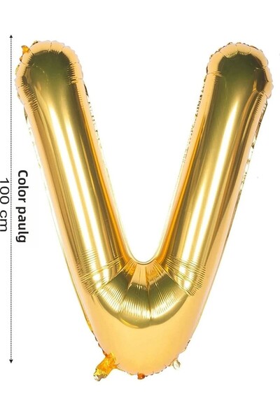 renk party Foil Balloon Letter V Helium Balloon 100 cm Gold Color - Letter V ...