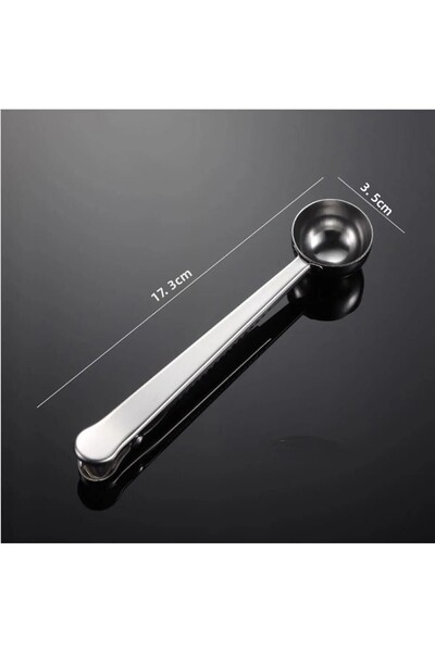 Binbirdemet Silver Coffee Measuring Spoon And Package Clip
