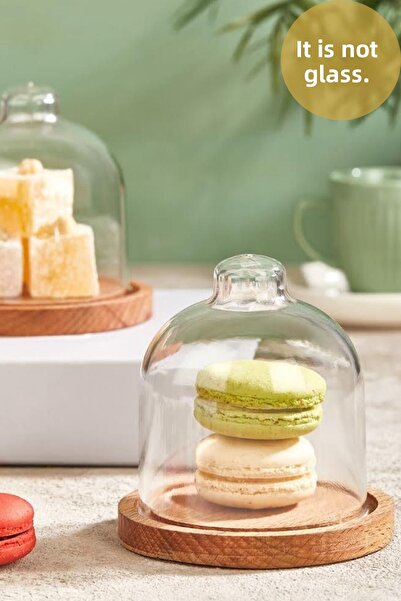 AzzaWood Aura Wooden Base Transparent Serving, Presentation, Treat Set - Single (mica)