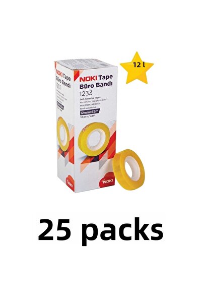 Noki 25 pachete (300 buc) 12 mm x 33 m bandă transparentă pentru birou Bandă ...
