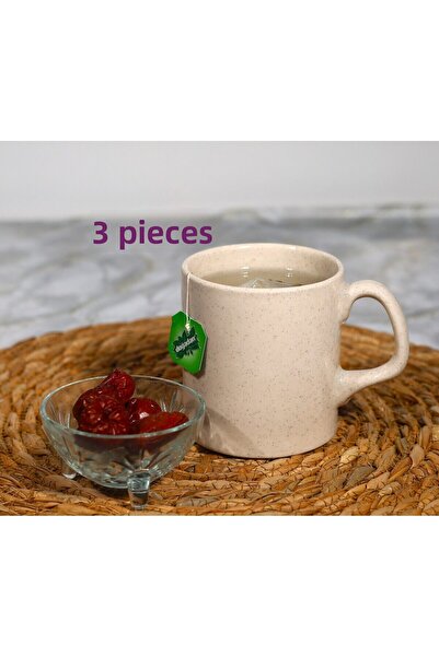 Turnberry 1.كوب سيراميك عالي الجودة بلون الخردل مكون من 3 قطع - نمط نقطة سوداء