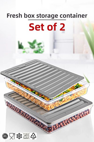 Open Home Concept مجموعة فريش بوكس مكونة من قطعتين - حاوية تخزين باللون الرما...