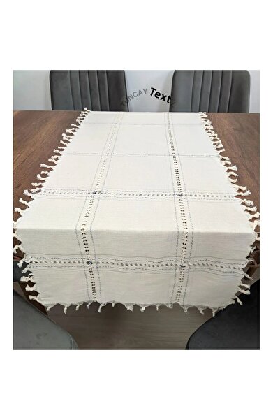 TUNCAY TEKSTİL Crochet Evil Eye Beaded Runner Ranir Buldan Cover Cendere Handcrafted Authentic Table Top Cover