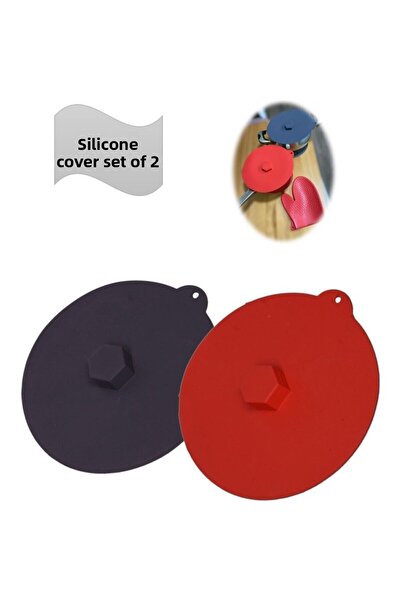 vipgross Set of 2 (Red + Anthracite) Silicone Pot Pan Lid and Bowl Lid