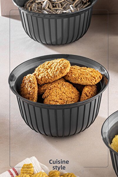 Stile Cucina Linea 6-Piece Practical Snack Bowl Anthracite 1 Liter