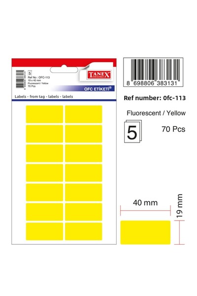 Tanex Ofc-113 Etichetă de birou galbenă Flo