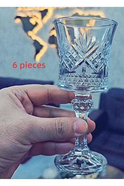 DİBA AVM Set of 6 Tall Wine Glasses - Soft Drink and Coffee Water Glasses