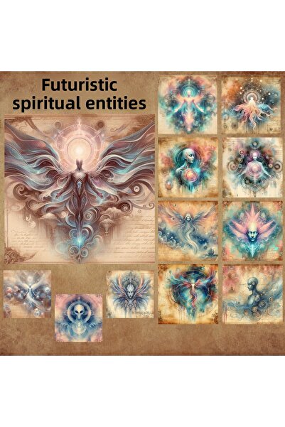 Pink Swan Craft 12 bucăți de entități spirituale futuriste - Scrapbook Bullet...