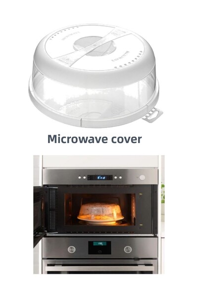 HOLLYHOME Microwave Food Preservation Cover, Lid with Handle Clear 24.5 X 7.5 (H) cm