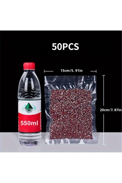 Choice 15 × 20 سم، 50 قطعة، 50 كيسًا مفرغًا من الهواء، كيس ضغط محكم الغلق للاستخدام مرة واحدة، عبوة طعام شفافة