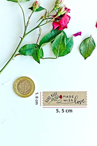 Vice Handmade with Love Sticker with Dress and Accessories - 144 Pieces Kraft Tape (1.8X5.5 cm)