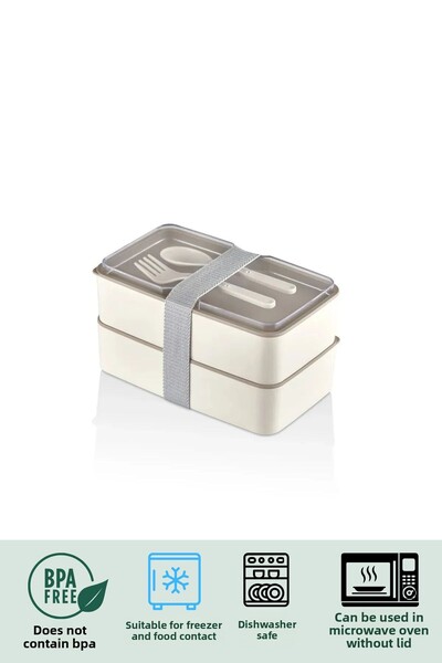 polo55.sport.1855 2 Layers Cream Food Storage Container Lunch Box Set