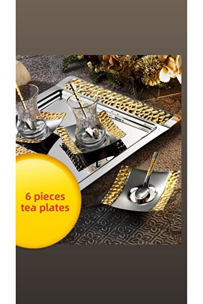 Tiamo Honeycomb Tea Plate Gold / 6 Persons