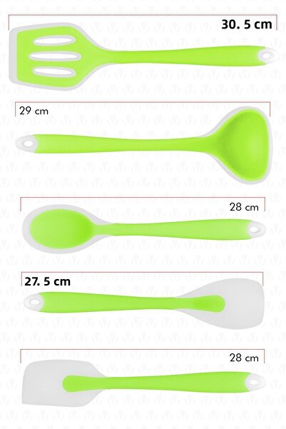 valletta Aloha Heat Resistant Fireproof Non-Stick 5 Piece Silicone Cooking Serving Set Green