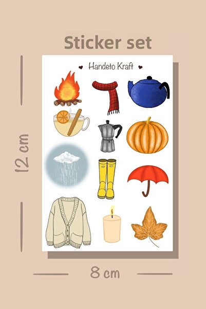 Handeto Kraft Set de autocolante cu tema de toamnă, decalcomanii, album de în...