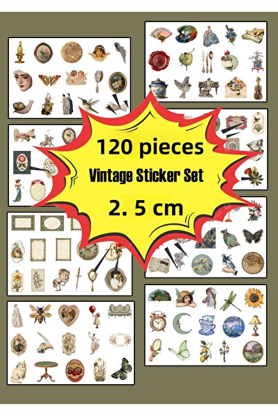 Akumastik Set de 120 de autocolante estetice vintage - Planificator - Agendă ...