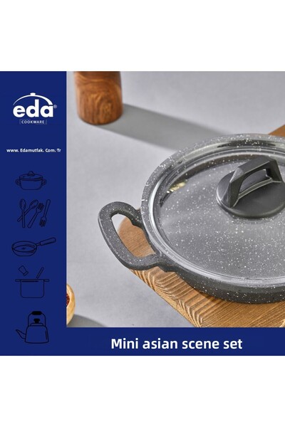 Eda Burak Mini Asian Sahan Set 16/18/20 with Glass Cover