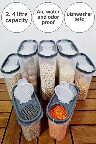 Buffer ® 2.4 Liter Food Dry Food Storage Box - 4 Pieces, 2 Lids, Scale Container