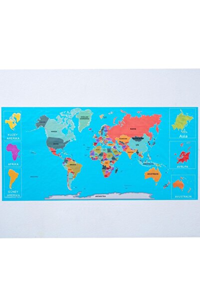 Farklı Bi Kağıt Practical, Holdable, No Pasting Required, Colorful World Map 118×56 Cm