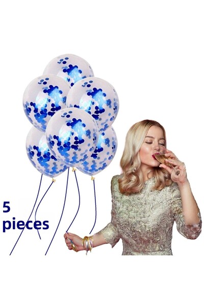 Happyland 5 Transparent Balloons with Navy Blue Stamps and Special Stamp Gel in Transparent Balloons