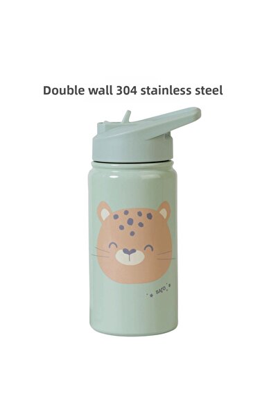 saro Blue 350ml Stainless Steel Thermos Flask with Straw