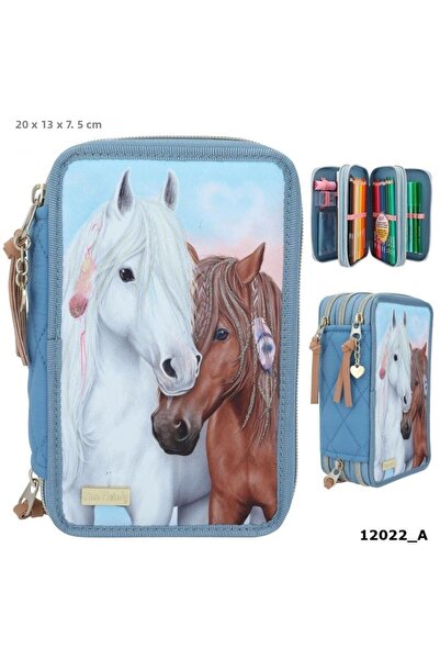 Top Model حامل أقلام ثلاثي من Miss Melody Blue Horses