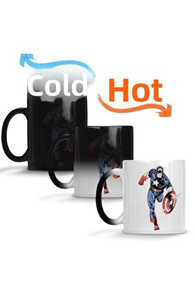 Baskı Dükkanı Captain America Splash Art Magic Mug Cup Porcelain