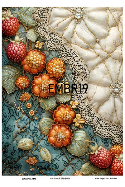 LİNEART Embr19 - 29X42Cm Brass Patterned Lush Paper