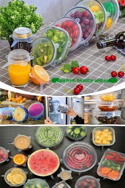 QNİAY Silicone Lid Silicone Stretch Lid 12 Pieces Freshness Protective Pot Watermelon Cap