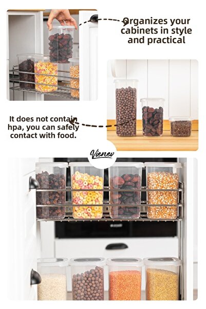 Vienev 12-Piece 1.2 Liter Peggy Square Food Storage Container with Colorful Labels White