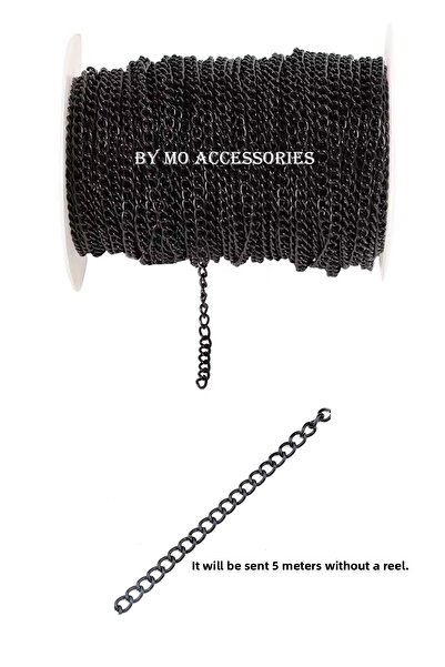 By MO Accessories Colier cu vopsea neagră cu lanț de aluminiu de 5 metri - br...