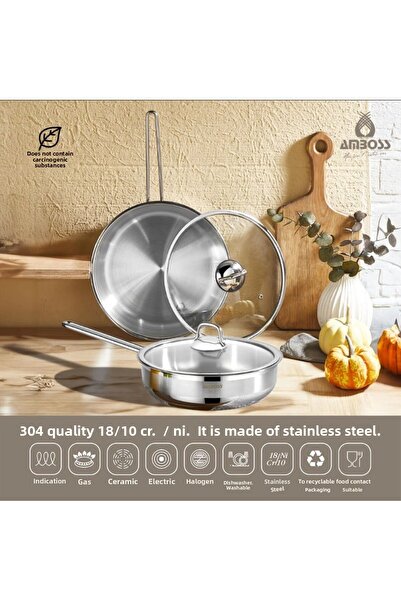 Amboss Saphire 4 Piece Stainless Steel Pan Set - With Glass Lid