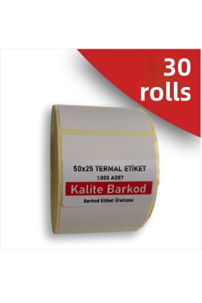 Kalite Barkod Etichetă termică 50x25 |   30 de role de etichete cu coduri de ...