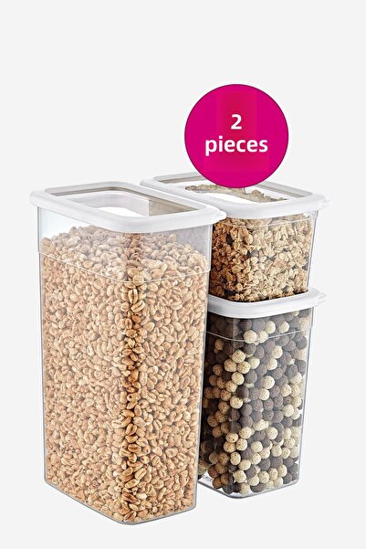 Smartware Set de 2 recipiente de depozitare dreptunghiulare Skali, alb (2 buc...