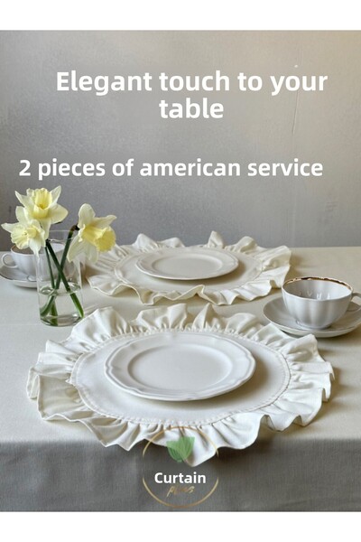 Perdeplus Lenjerie cu volane Serviciu american, set de 2 40 x 40 cm