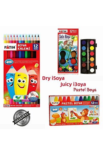 Fatih مجموعة ألوان مكونة من 3 قطع بالحجم الكامل 12 لونًا سائلًا + 12 لوحة لاي...