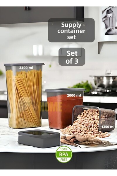 Jet's Home مجموعة حاويات طعام مكونة من 3 قطع - صندوق تخزين طعام مستطيل خالٍ من مادة BPA