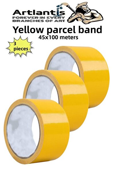 Artlantis Bandă adezivă galbenă 100 metri 3 bucăți 45 mm x 100 metri Bandă ad...