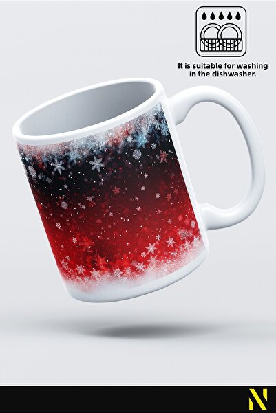 nilizma Christmas New Year Themed Snow Patterned Mug Cup Mug 330 ml
