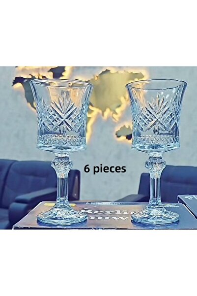 DİBA AVM Set of 6 Tall Wine Glasses - Soft Drink and Coffee Water Glasses