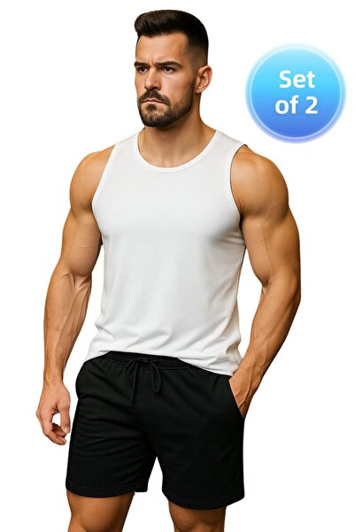 TREND ALİSSE Men's Sports Bottom Top Set - Sports Singlet and Shorts