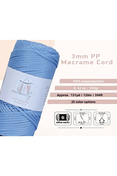 Makromecity Premium 250 gr 3mm Πολυεστερικό Σχοινί Μακραμέ Baby Blue 120 M Supla Σχοινί και Νήματα Τσάντας