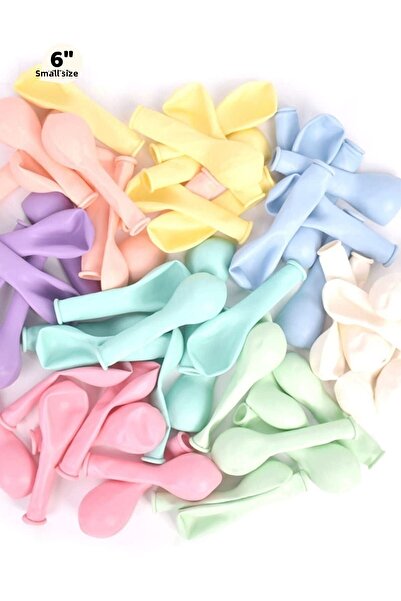 Huzur Party Store Small Mini Size Mixed Color Macaron Balloon 50 Pcs 6 Inch 15 Cm Party Balloon Soft Color Birthday
