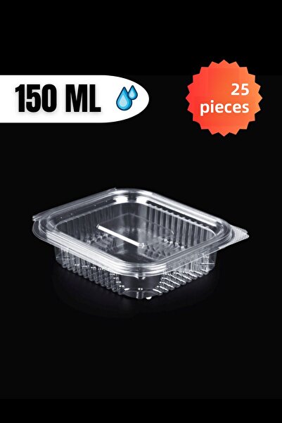 YOK YOK AMBALAJ Disposable Storage Container with Plastic Lid Leak Proof Container 150 ml 25 Pieces